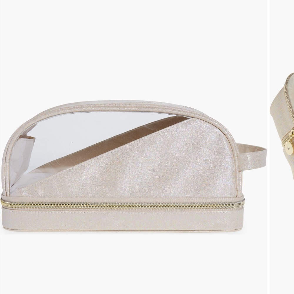 Nordstrom Metallic Zip Travel Toiletry Makeup Case with Built-In Jewelry Storage